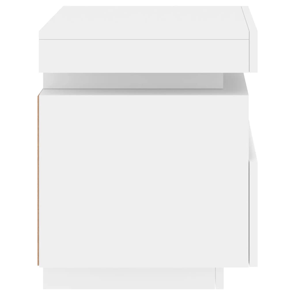 White LED Bedside Cabinets - Set of 2, 40x39x48.5 cm, Stylish & Functional