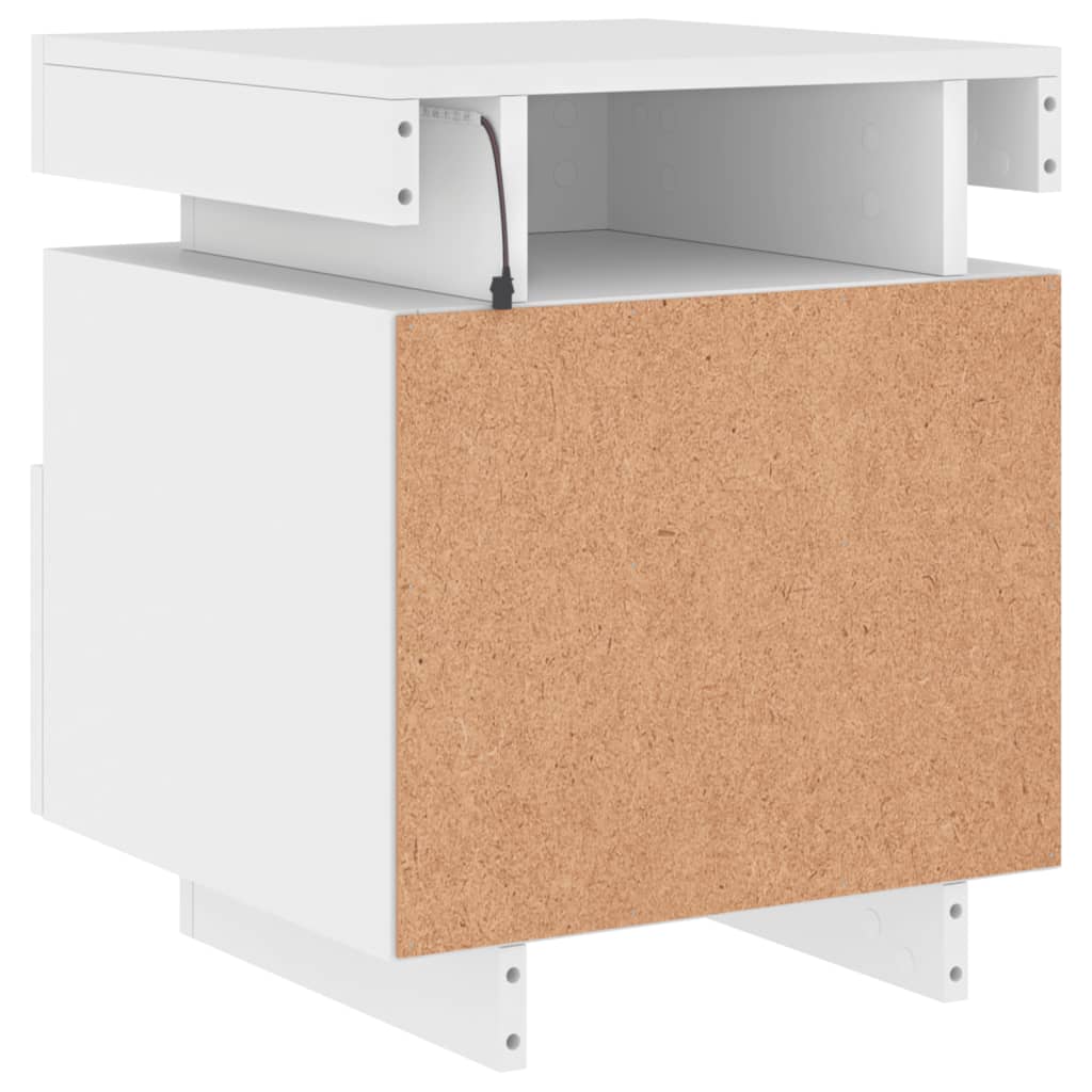 White LED Bedside Cabinets - Set of 2, 40x39x48.5 cm, Stylish & Functional