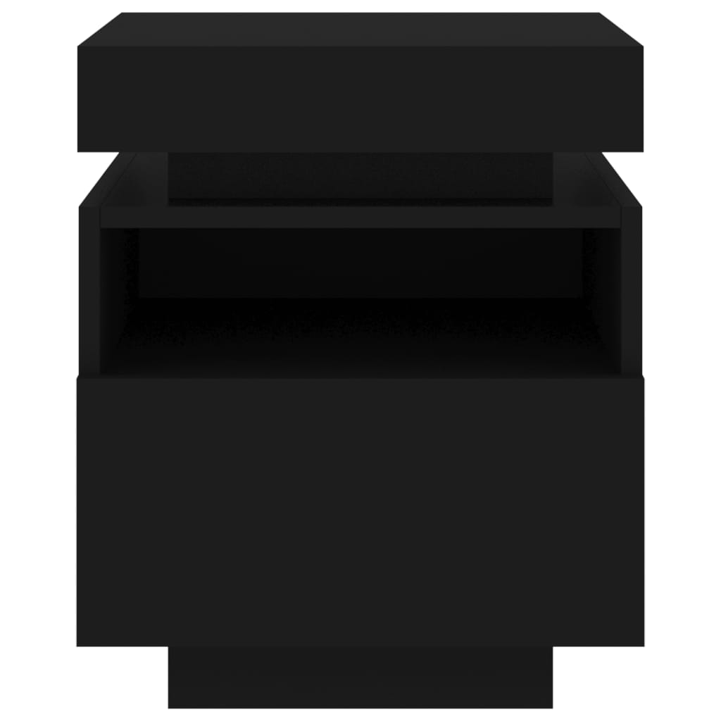 Black LED Bedside Cabinets 2pcs, 40x39x48.5cm - Modern Nightstands