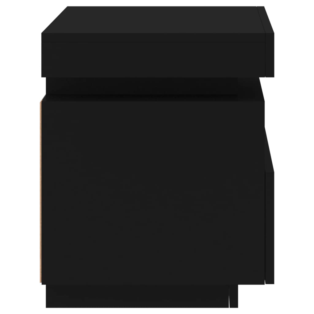Black LED Bedside Cabinets 2pcs, 40x39x48.5cm - Modern Nightstands