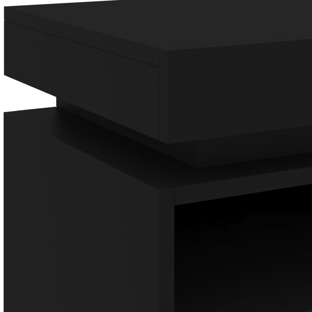 Black LED Bedside Cabinets 2pcs, 40x39x48.5cm - Modern Nightstands