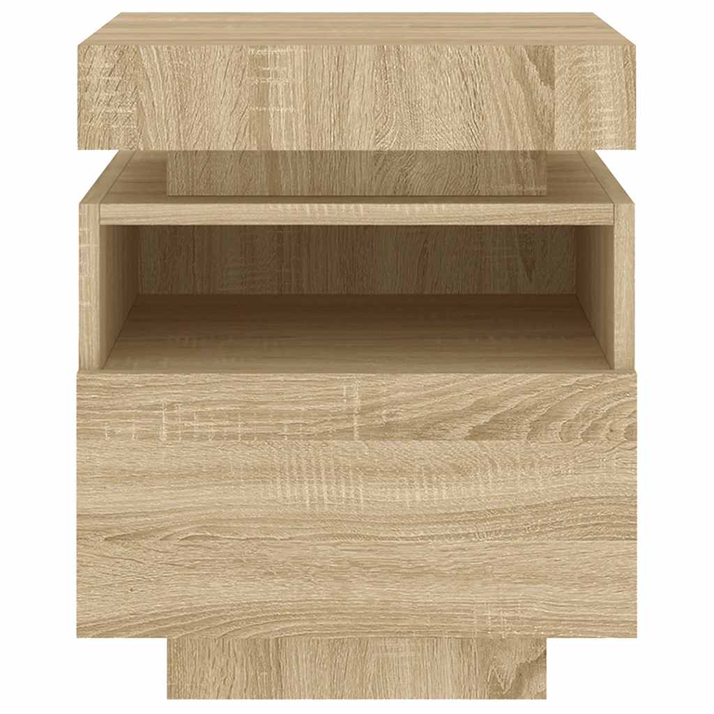 Sonoma Oak Bedside Cabinet with LED Lights, 40x39x48.5 cm
