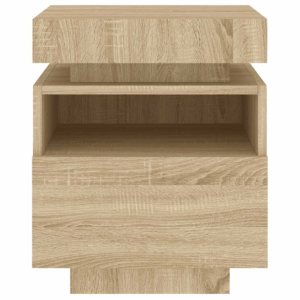 Sonoma Oak LED Bedside Cabinets 2pc Set - 40x39x48.5 cm