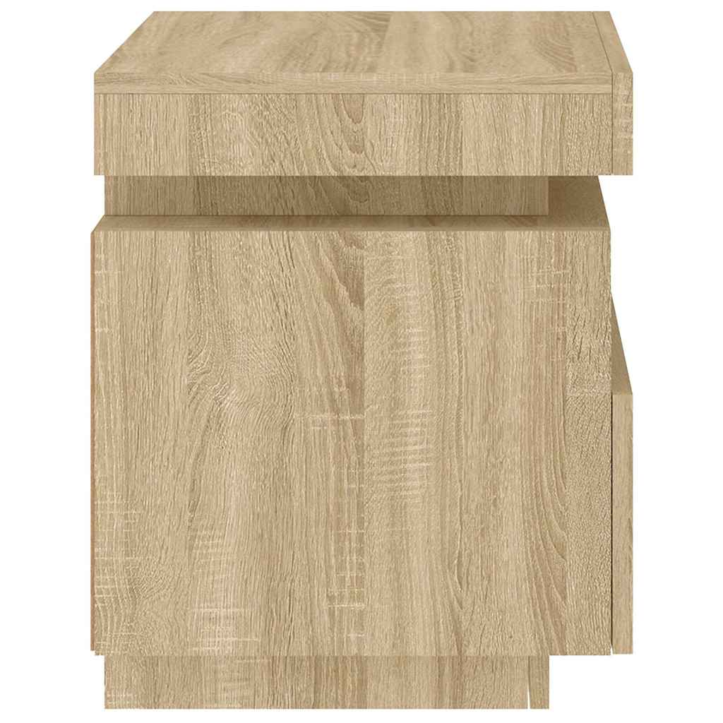 Sonoma Oak LED Bedside Cabinets 2pc Set - 40x39x48.5 cm