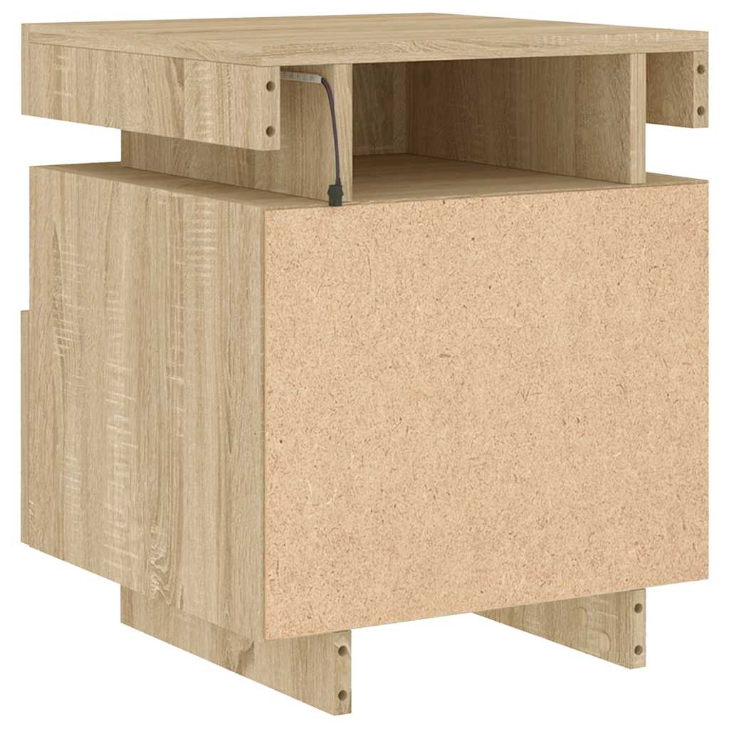Sonoma Oak LED Bedside Cabinets 2pc Set - 40x39x48.5 cm