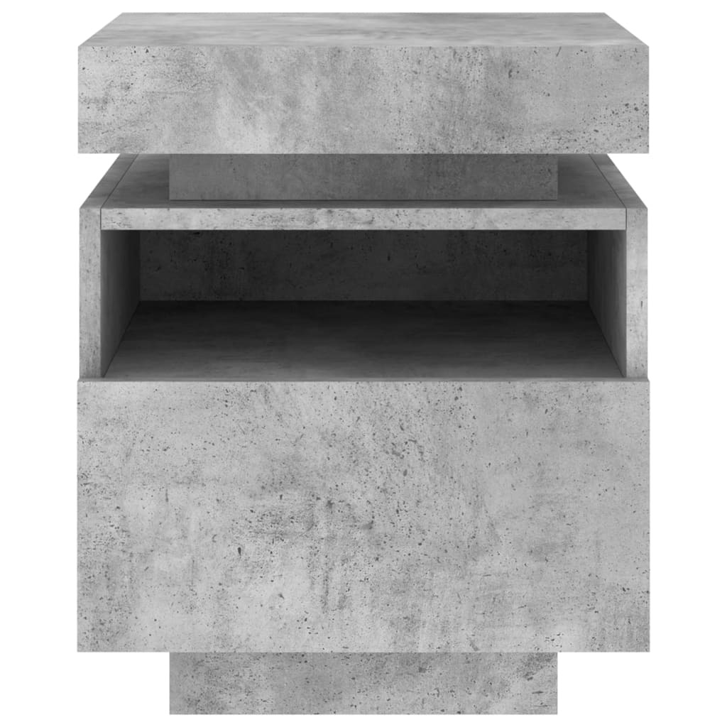Concrete Grey Bedside Cabinet with LED Lights - 40x39x48.5 cm
