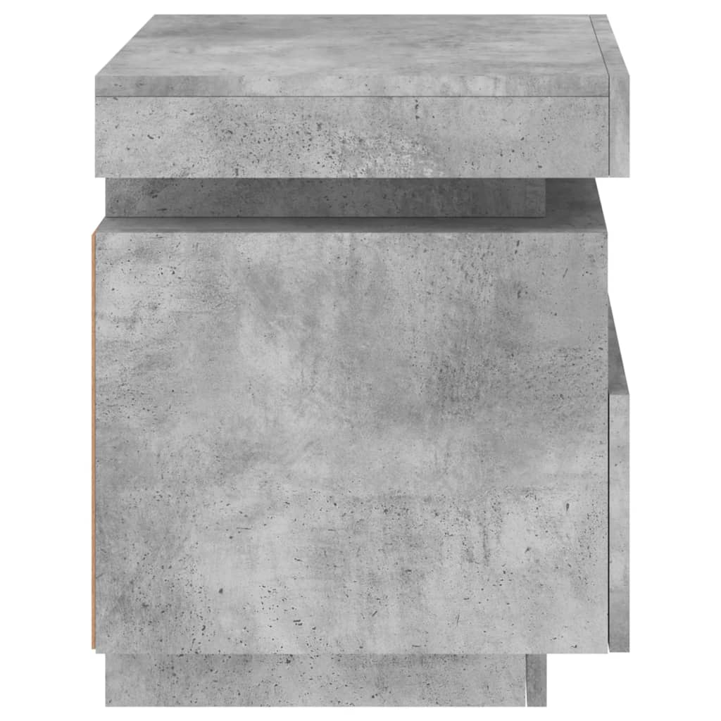 Concrete Grey Bedside Cabinet with LED Lights - 40x39x48.5 cm