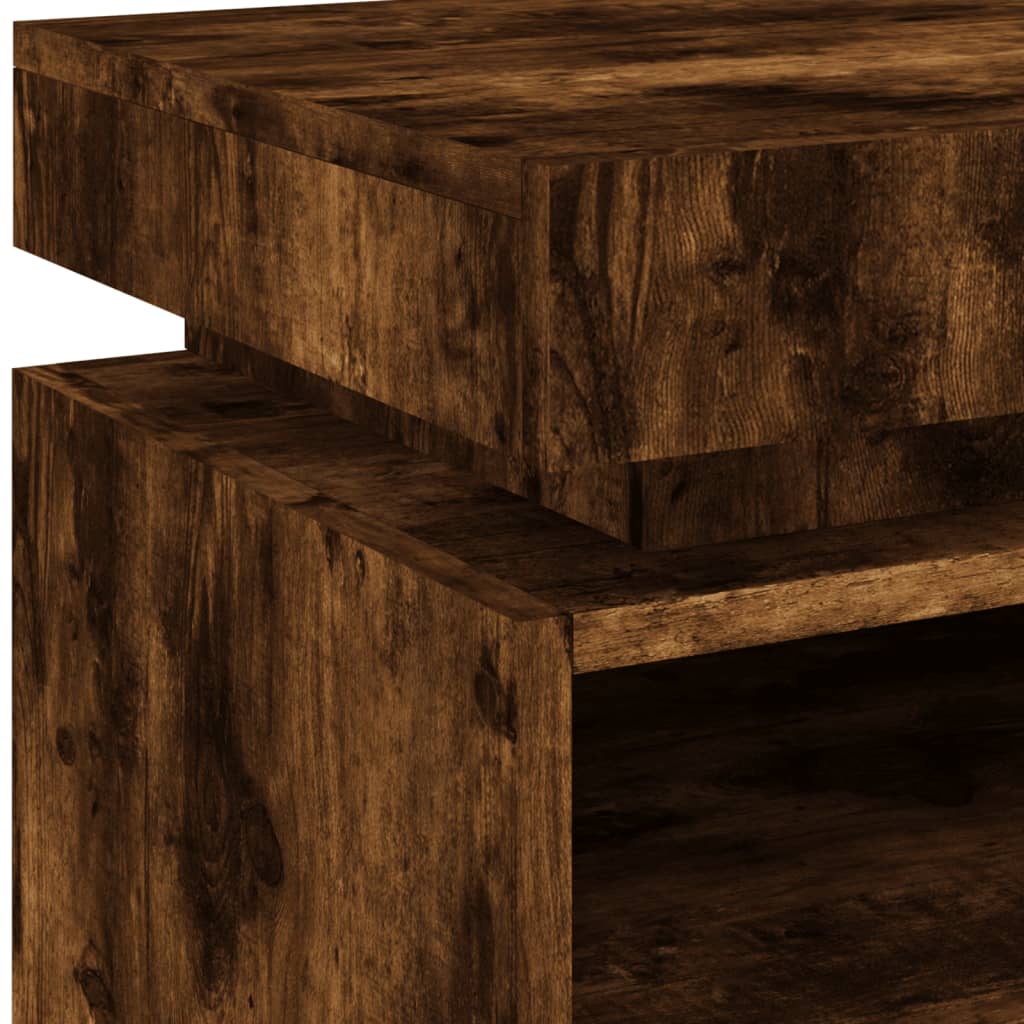 LED Bedside Cabinets, Smoked Oak, 2 Pcs, 40x39x48.5 cm Luxurious Style