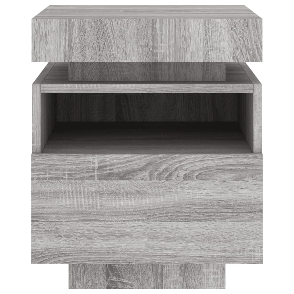 Set of 2 Grey Sonoma Bedside Cabinets with LED Lights - 40x39x48.5cm