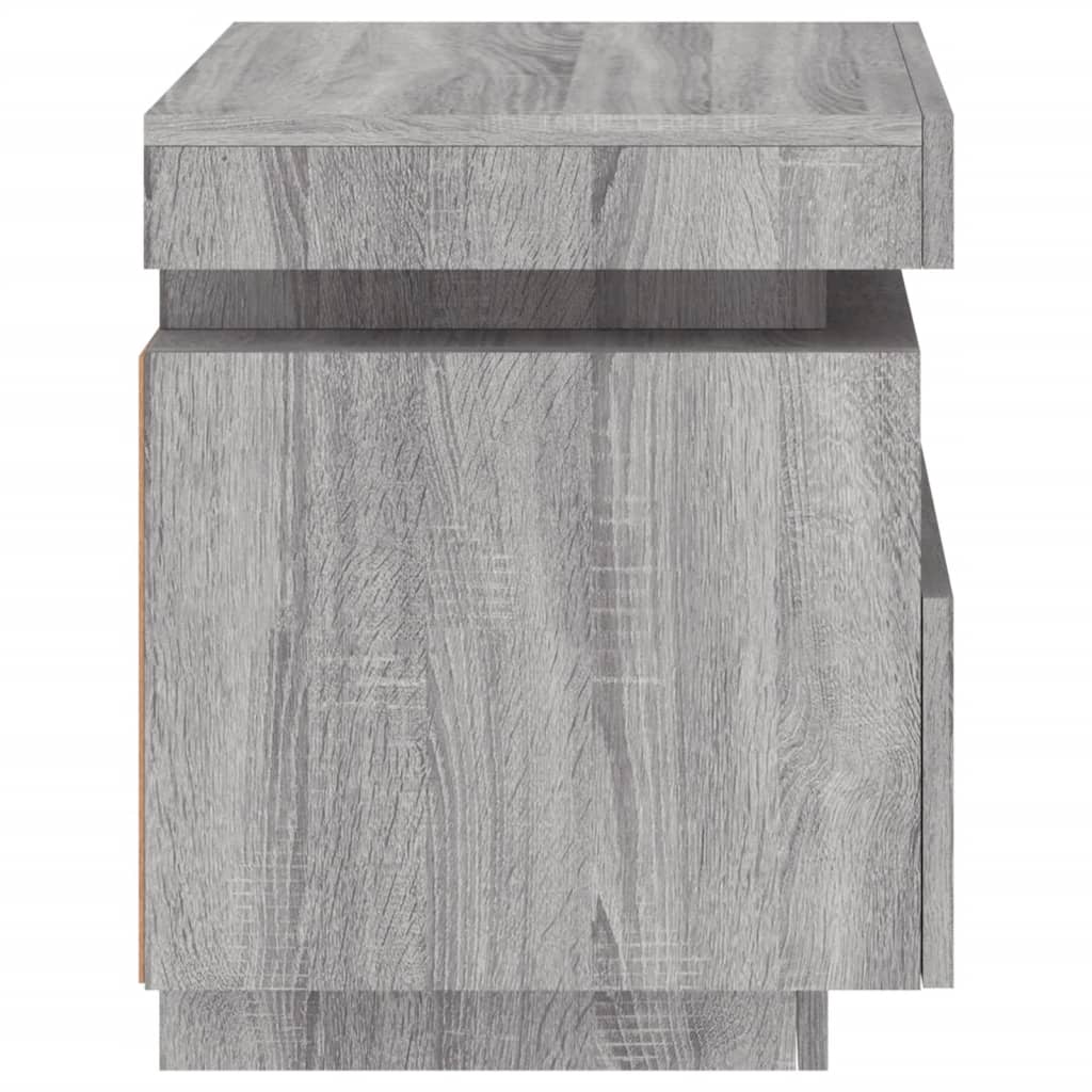 Set of 2 Grey Sonoma Bedside Cabinets with LED Lights - 40x39x48.5cm