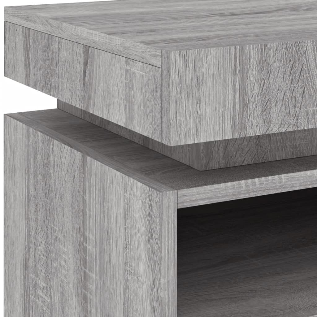 Set of 2 Grey Sonoma Bedside Cabinets with LED Lights - 40x39x48.5cm