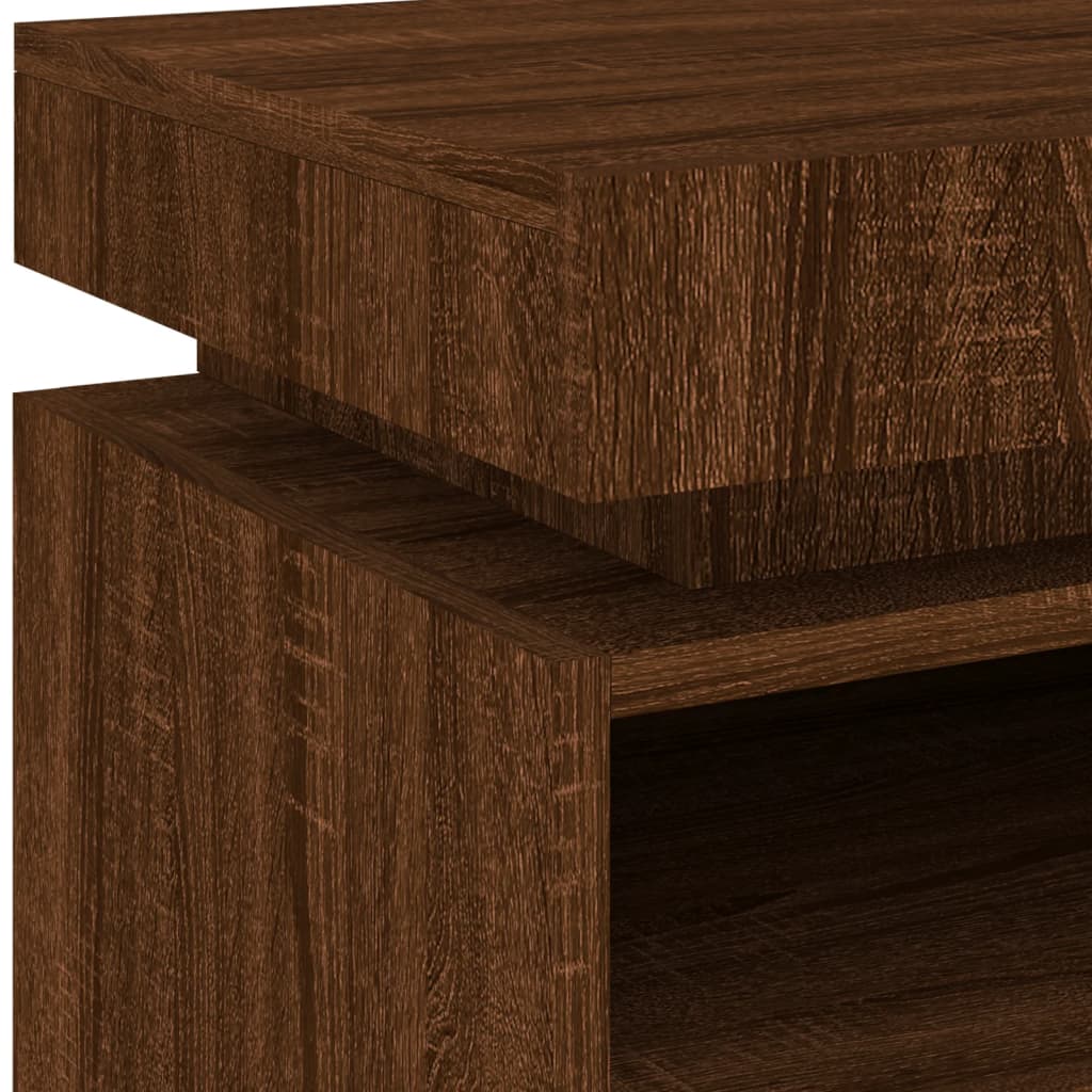 LED Bedside Cabinet Brown Oak 40x39x48.5 cm - Stylish Nightstand