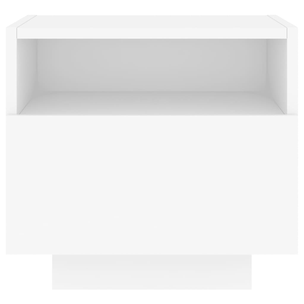 White Bedside Cabinet with LED Lights, 40x39x37 cm - Modern Design