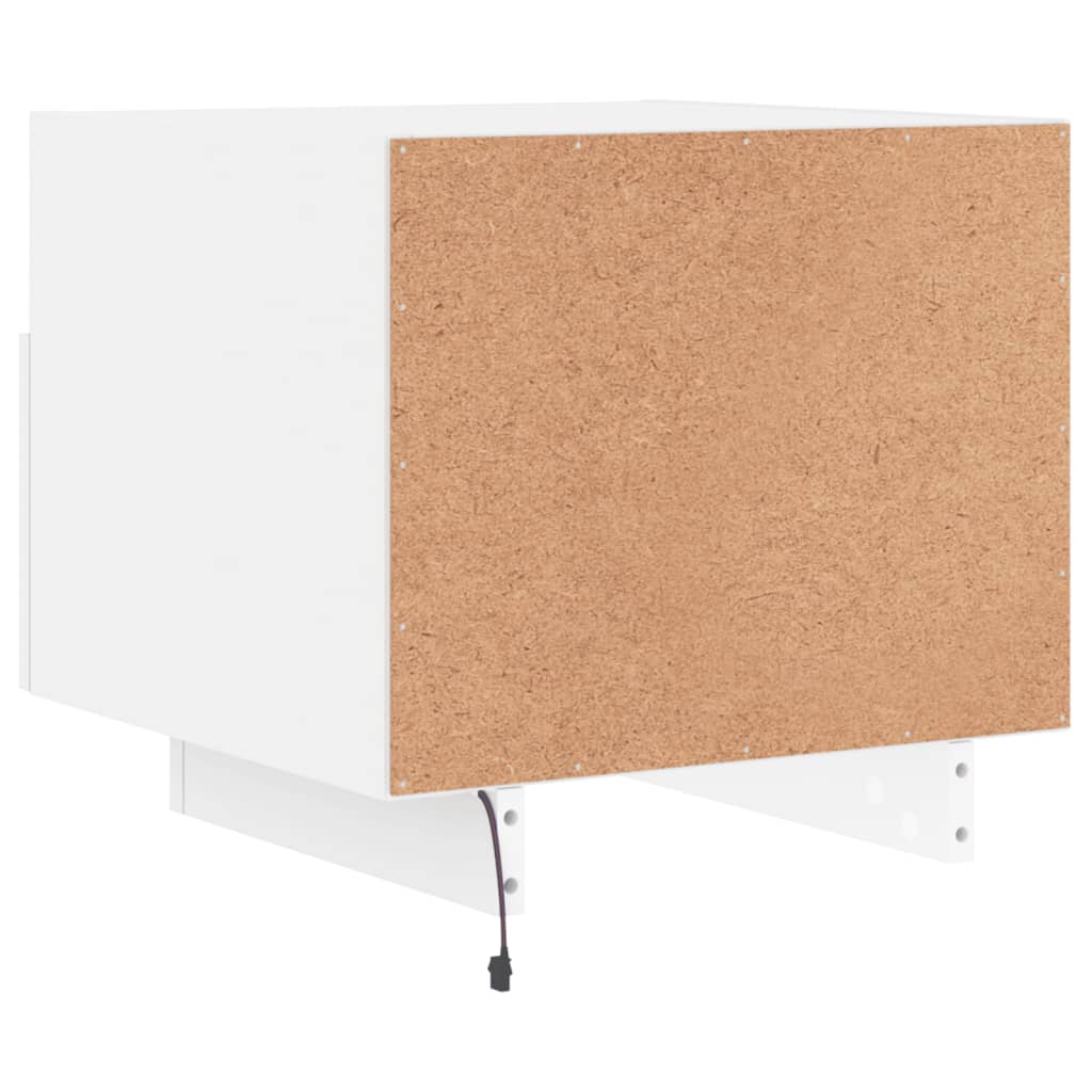 White Bedside Cabinet with LED Lights, 40x39x37 cm - Modern Design