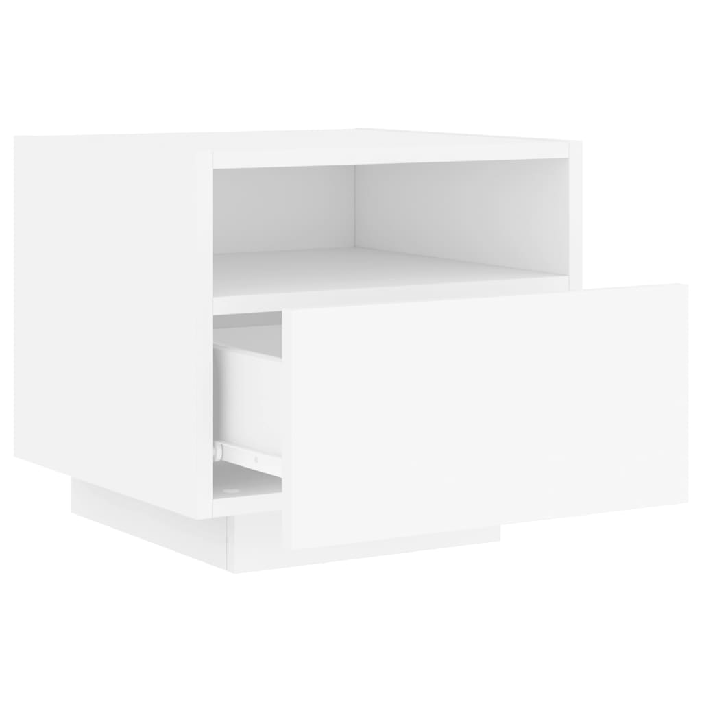 LED Bedside Cabinets 2pcs - White, 40x39x37 cm Modern Design