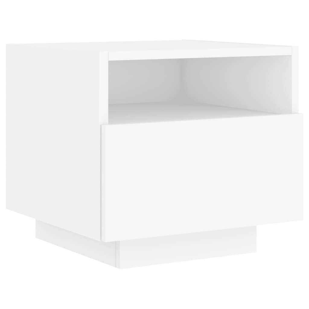 LED Bedside Cabinets 2pcs - White, 40x39x37 cm Modern Design