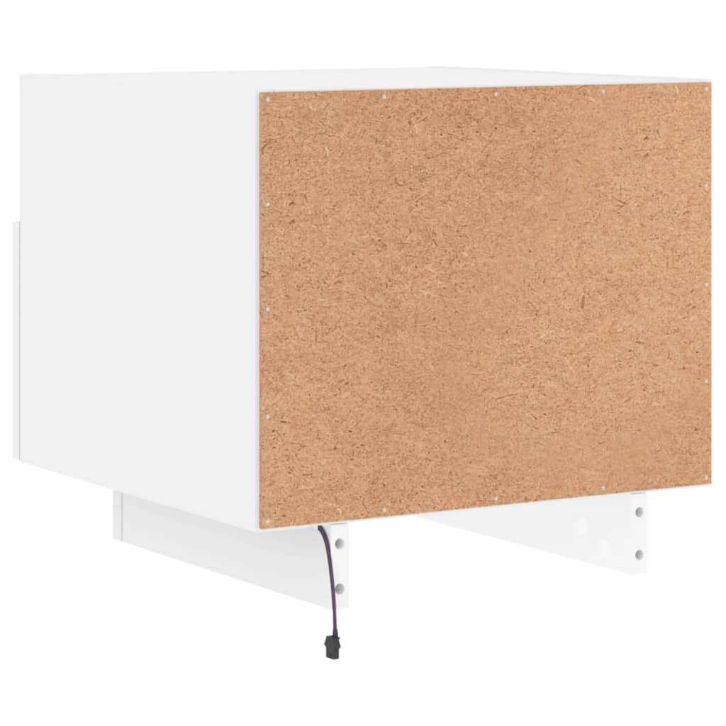 LED Bedside Cabinets 2pcs - White, 40x39x37 cm Modern Design
