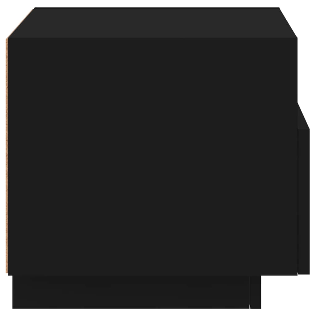 Black Bedside Cabinet with LED Lights - 40x39x37 cm MDF