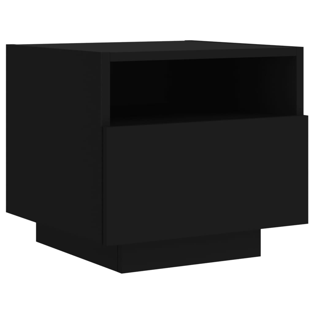 Black LED Bedside Cabinets, Set of 2, 40x39x37 cm - Modern Elegance