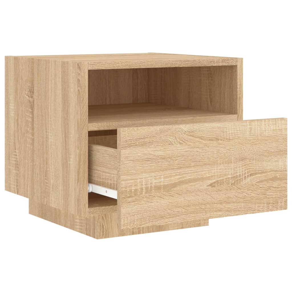 Sonoma Oak Bedside Cabinet with LED Lights - 40x39x37 cm