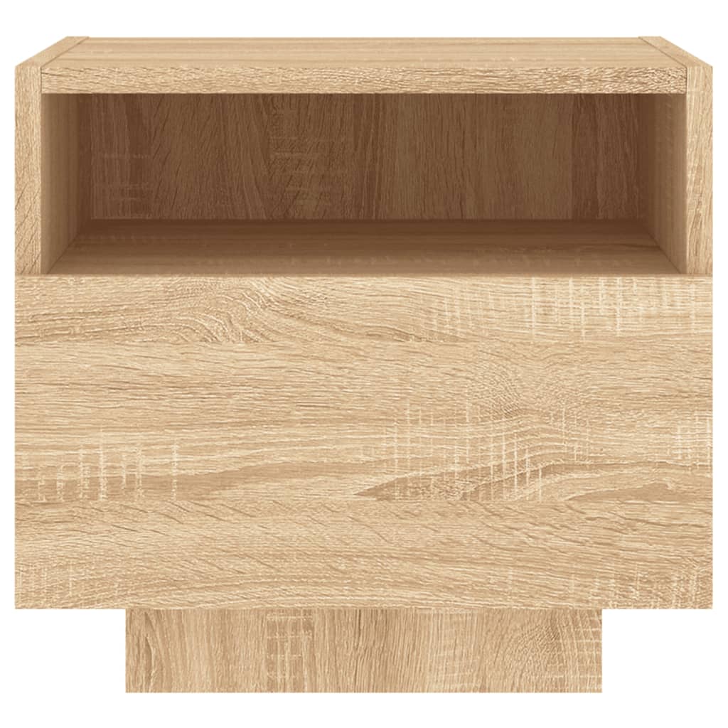 Sonoma Oak Bedside Cabinet with LED Lights - 40x39x37 cm