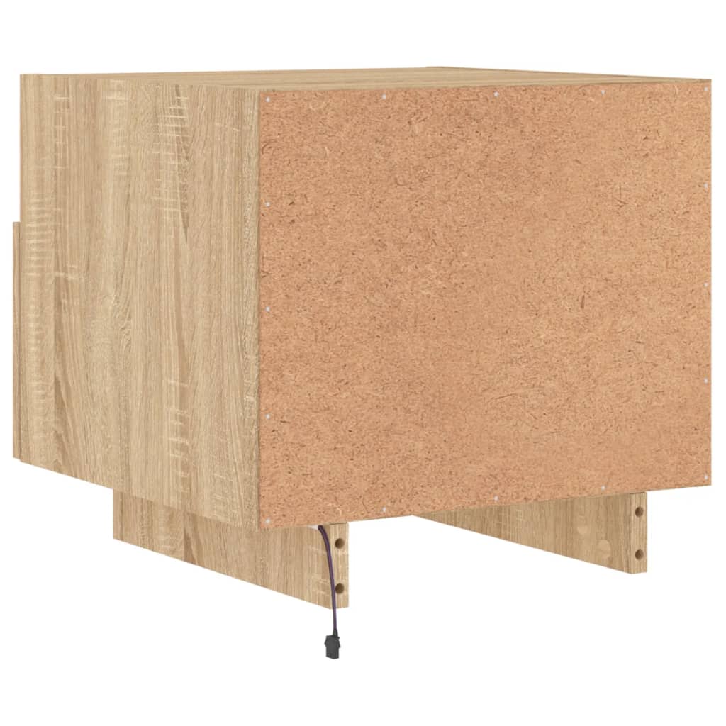 Sonoma Oak Bedside Cabinet with LED Lights - 40x39x37 cm