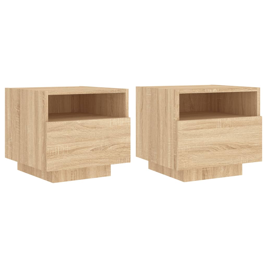 Sonoma Oak LED Bedside Cabinets 2pcs - 40x39x37cm