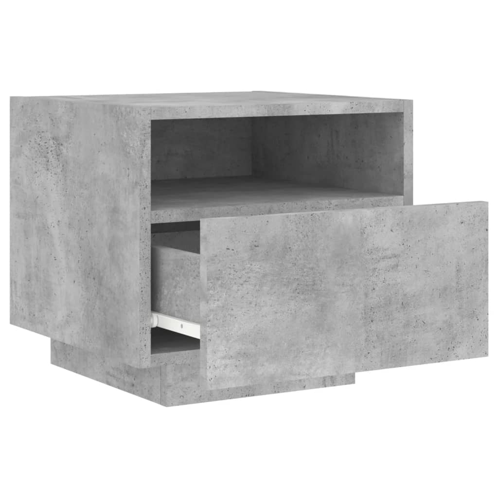 LED Bedside Cabinets 2pcs - Concrete Grey, 40x39x37 cm