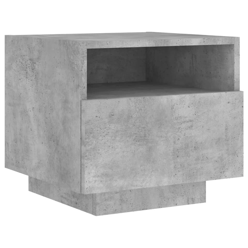 LED Bedside Cabinets 2pcs - Concrete Grey, 40x39x37 cm