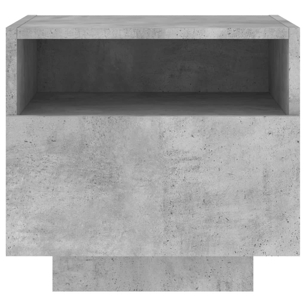 LED Bedside Cabinets 2pcs - Concrete Grey, 40x39x37 cm