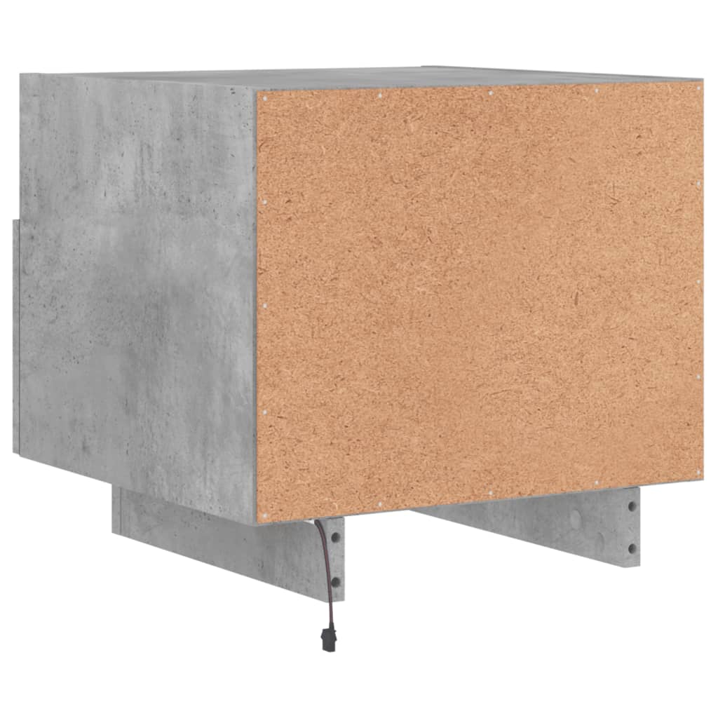 LED Bedside Cabinets 2pcs - Concrete Grey, 40x39x37 cm