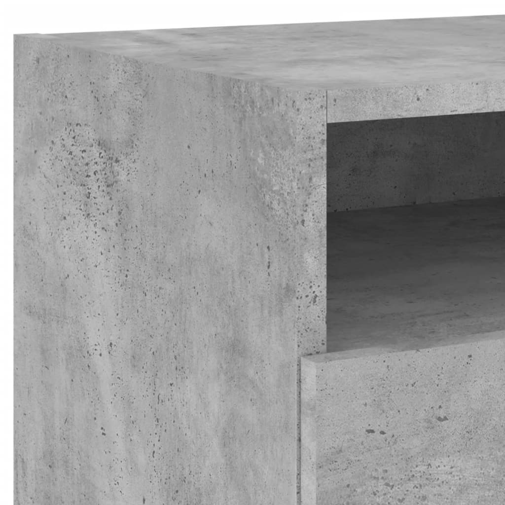 LED Bedside Cabinets 2pcs - Concrete Grey, 40x39x37 cm