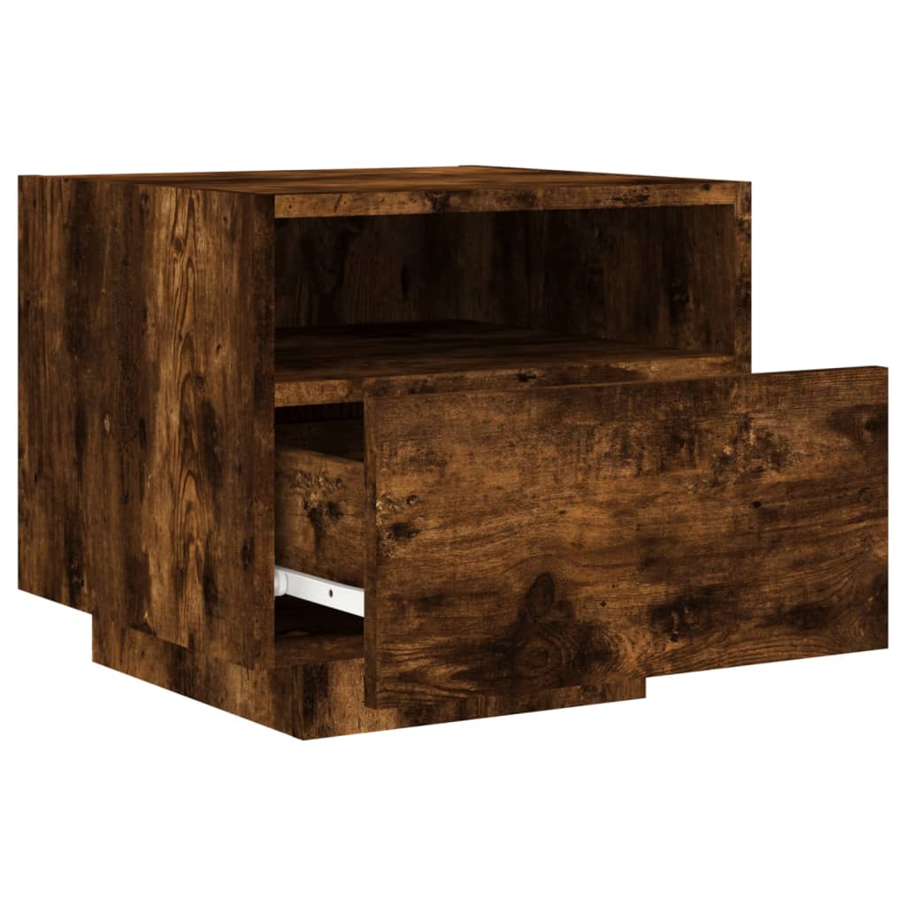 Smoked Oak LED Bedside Cabinets 2 Pcs - Modern Nightstand 40x39x37 cm
