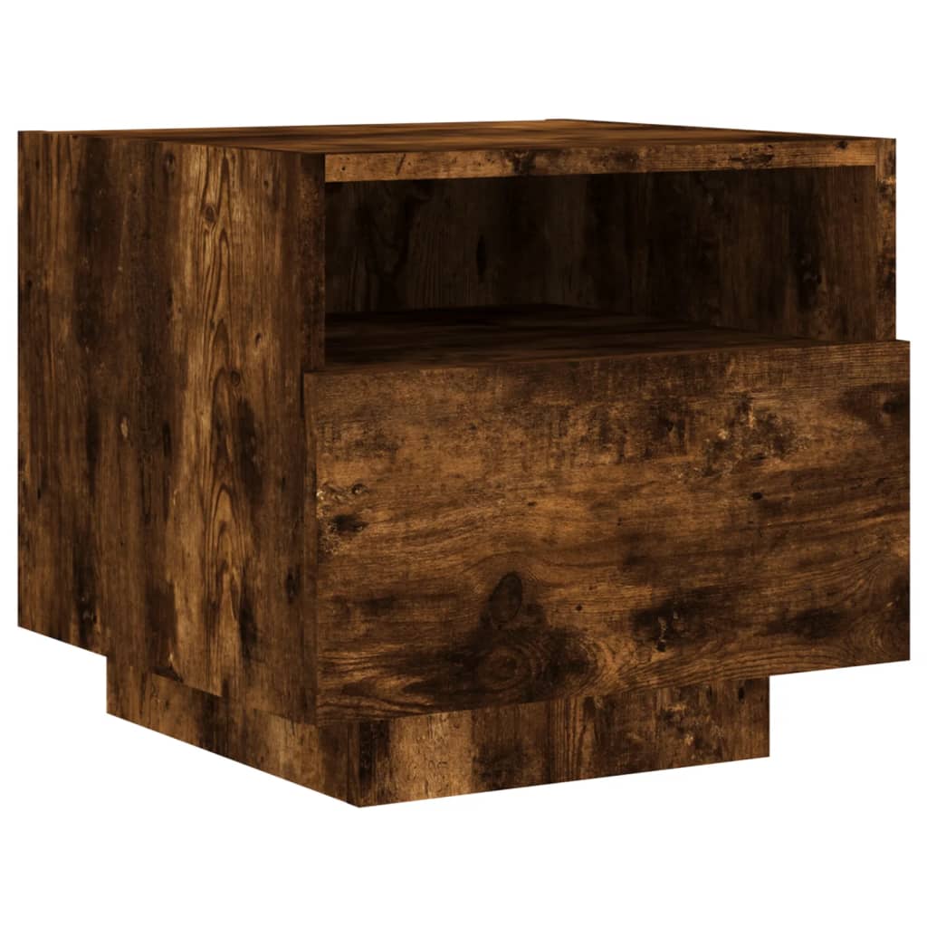 Smoked Oak LED Bedside Cabinets 2 Pcs - Modern Nightstand 40x39x37 cm