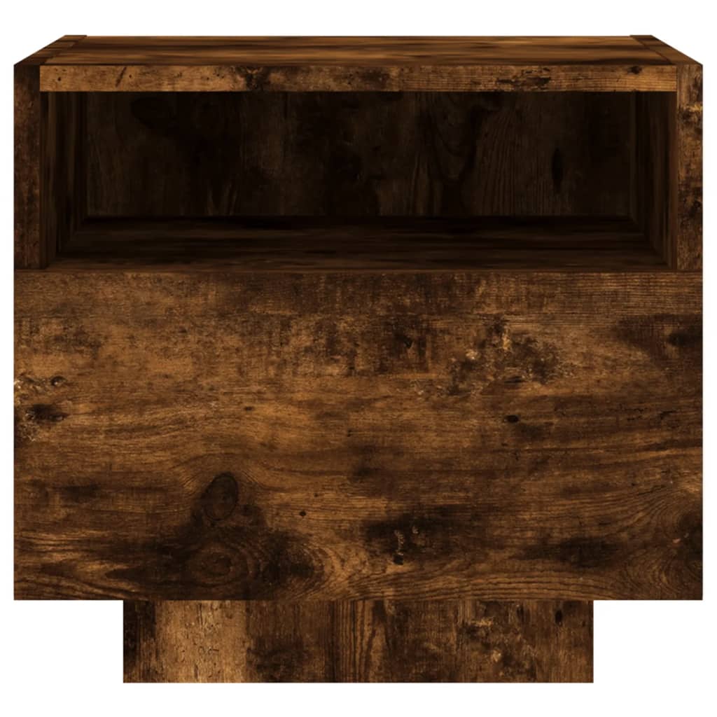 Smoked Oak LED Bedside Cabinets 2 Pcs - Modern Nightstand 40x39x37 cm