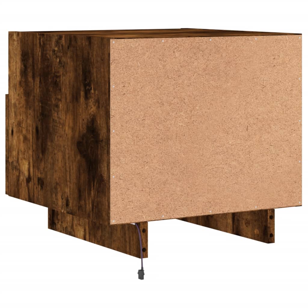 Smoked Oak LED Bedside Cabinets 2 Pcs - Modern Nightstand 40x39x37 cm