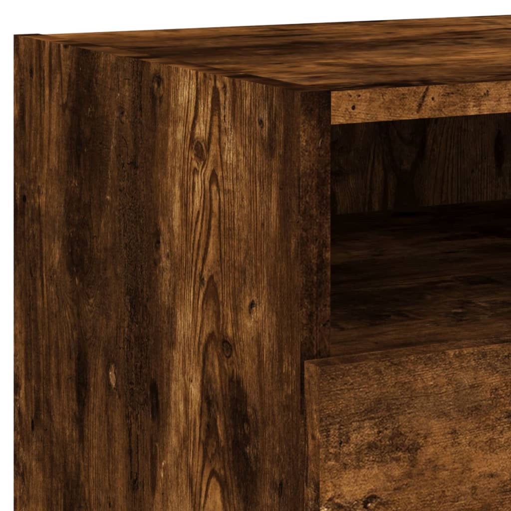 Smoked Oak LED Bedside Cabinets 2 Pcs - Modern Nightstand 40x39x37 cm
