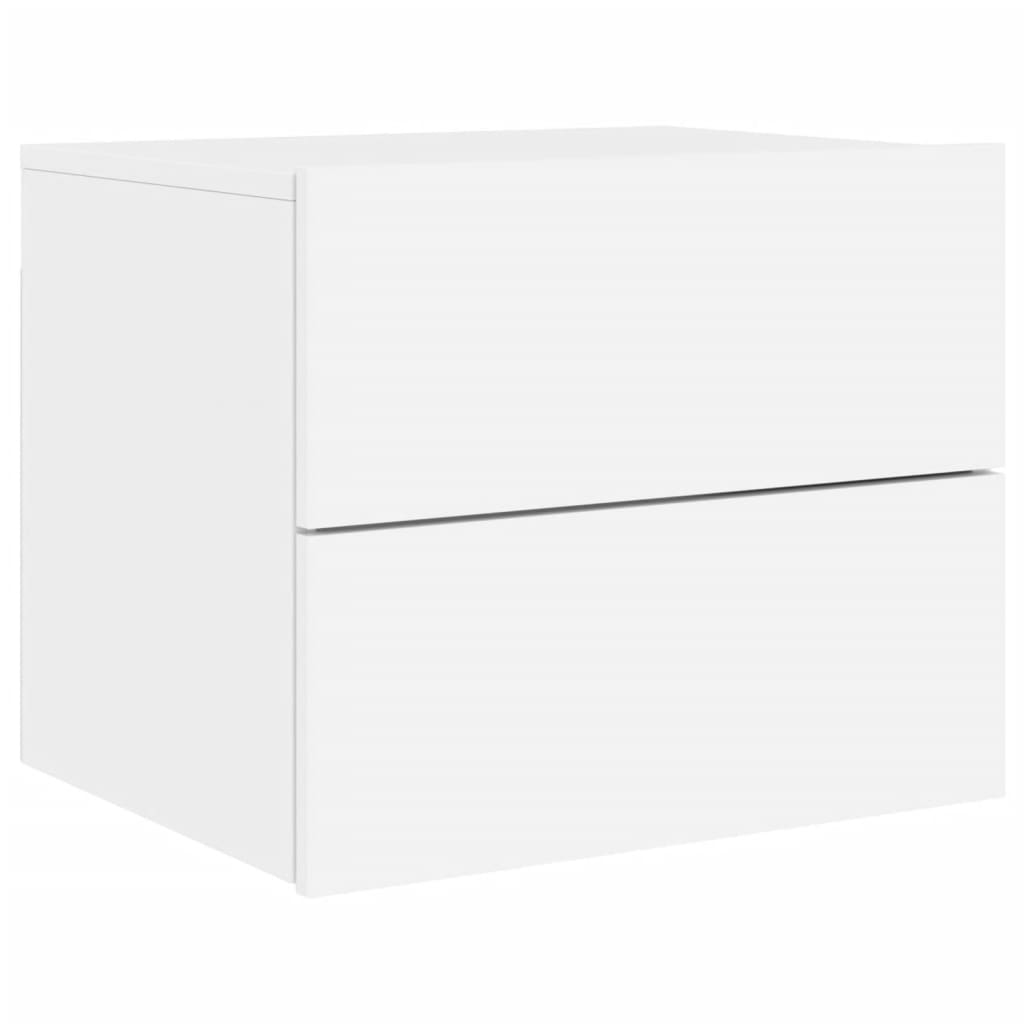 White Wall-Mounted Bedside Cabinet with LED Lights