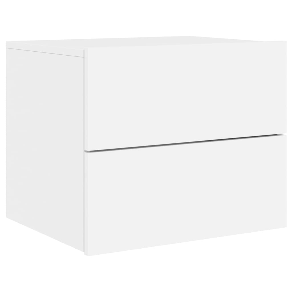 White Wall-Mounted Bedside Cabinets with LED Lights - 2 Pcs