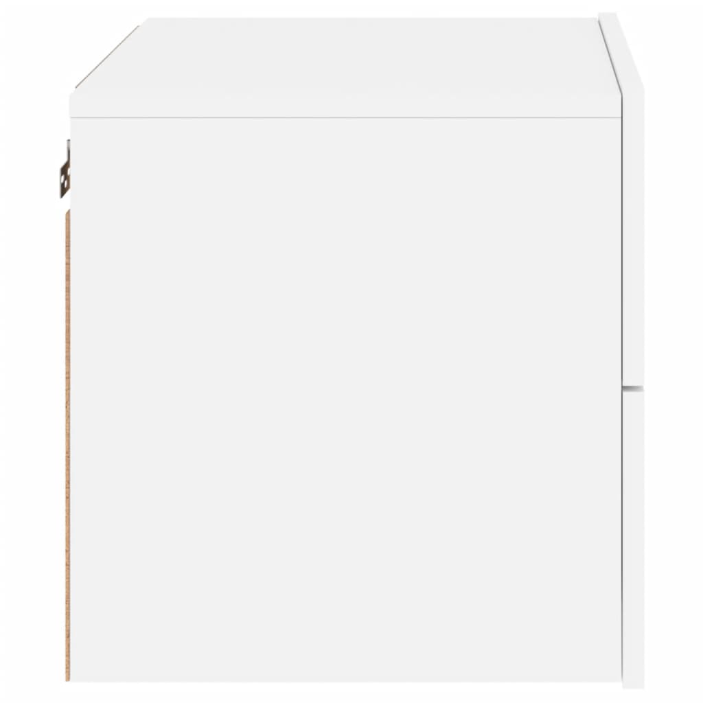 White Wall-Mounted Bedside Cabinets with LED Lights - 2 Pcs