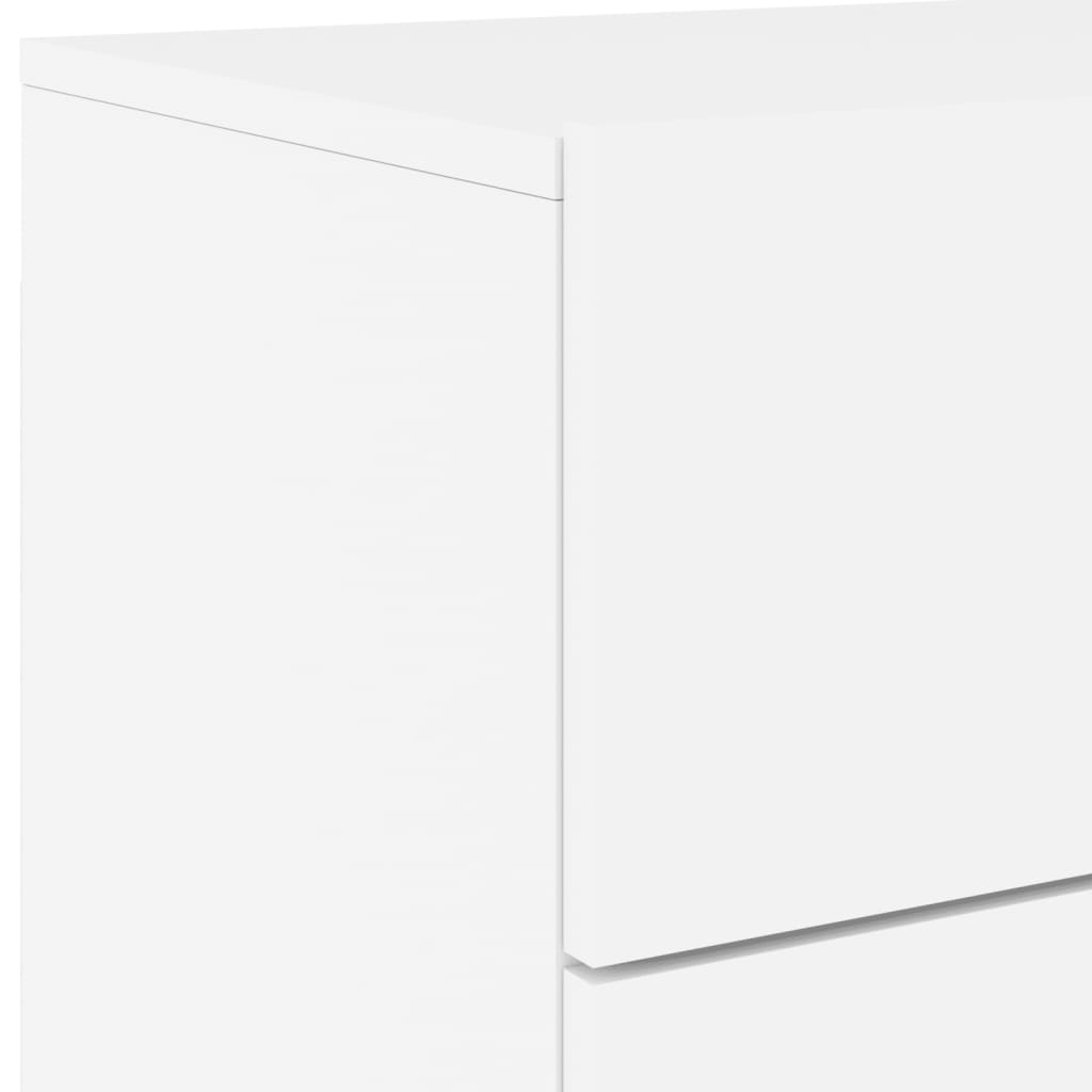 White Wall-Mounted Bedside Cabinets with LED Lights - 2 Pcs
