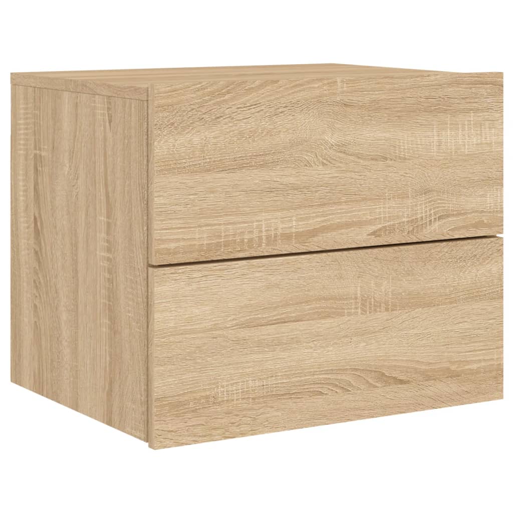 Sonoma Oak Wall-Mounted Bedside Cabinet with LED Lights