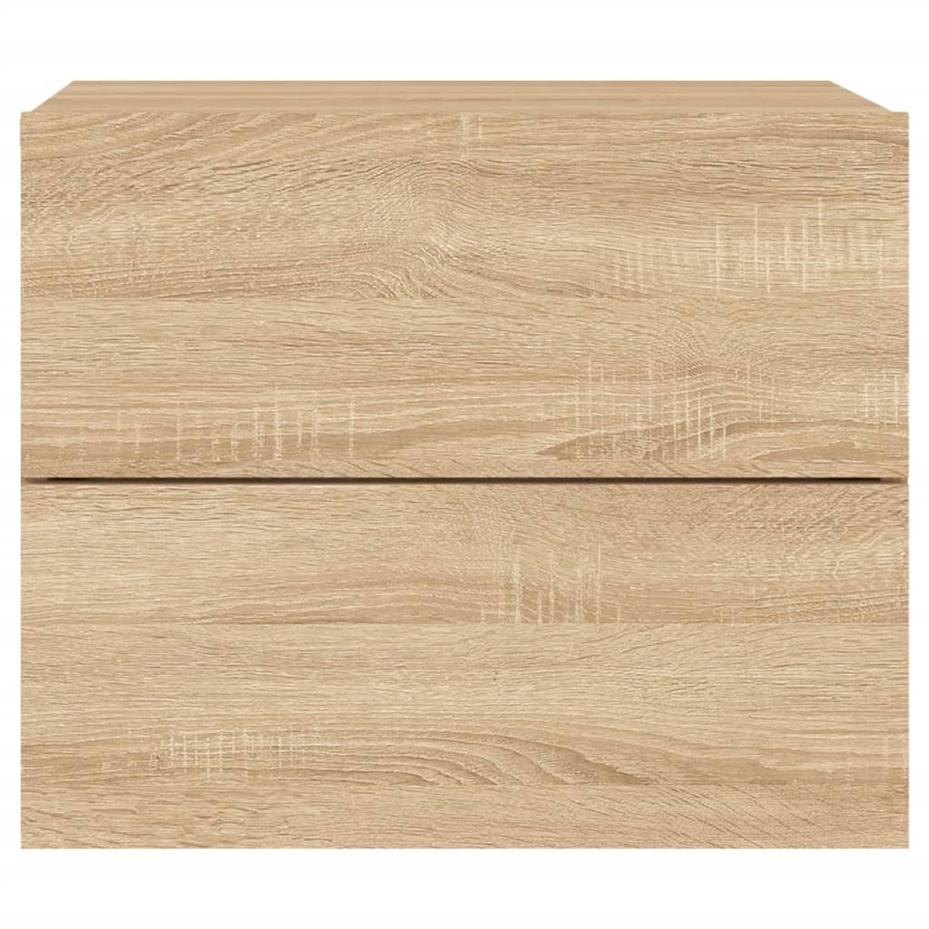 Sonoma Oak Wall-Mounted Bedside Cabinet with LED Lights