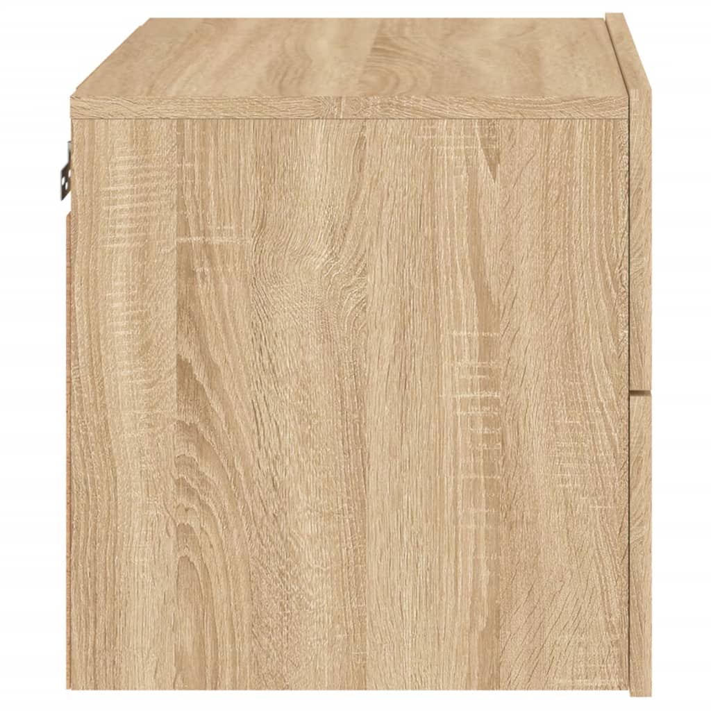 Sonoma Oak Wall-Mounted Bedside Cabinet with LED Lights