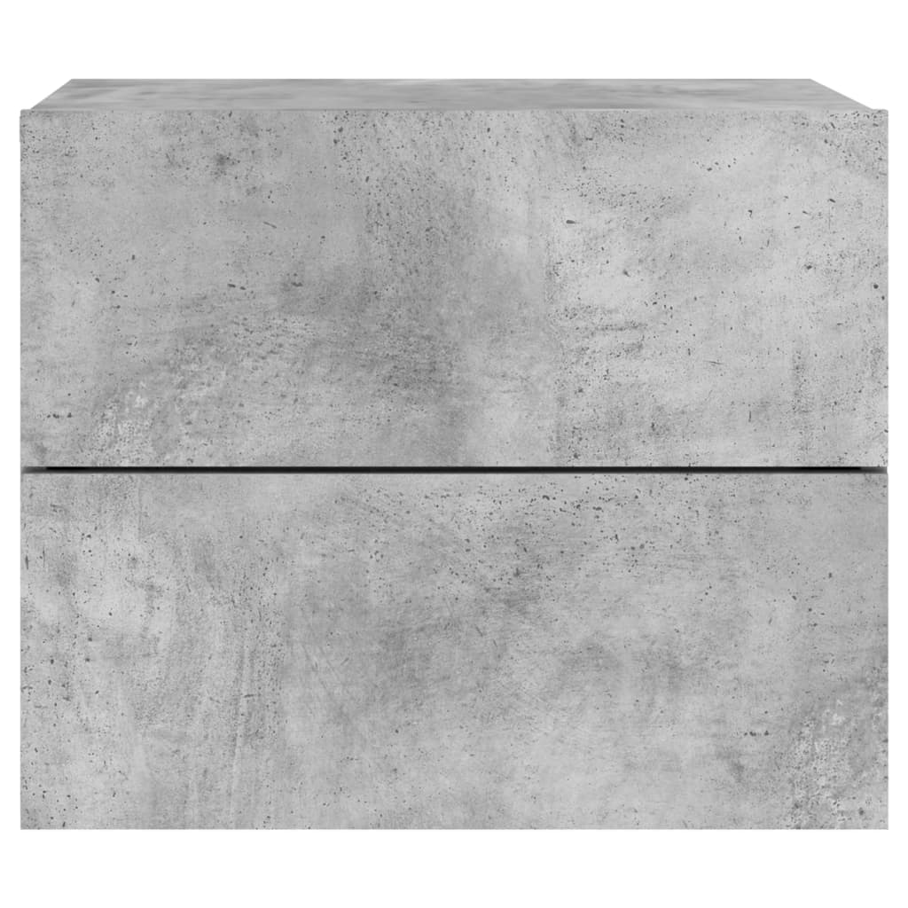 Concrete Grey Wall-Mounted Bedside Cabinet with LED Lights