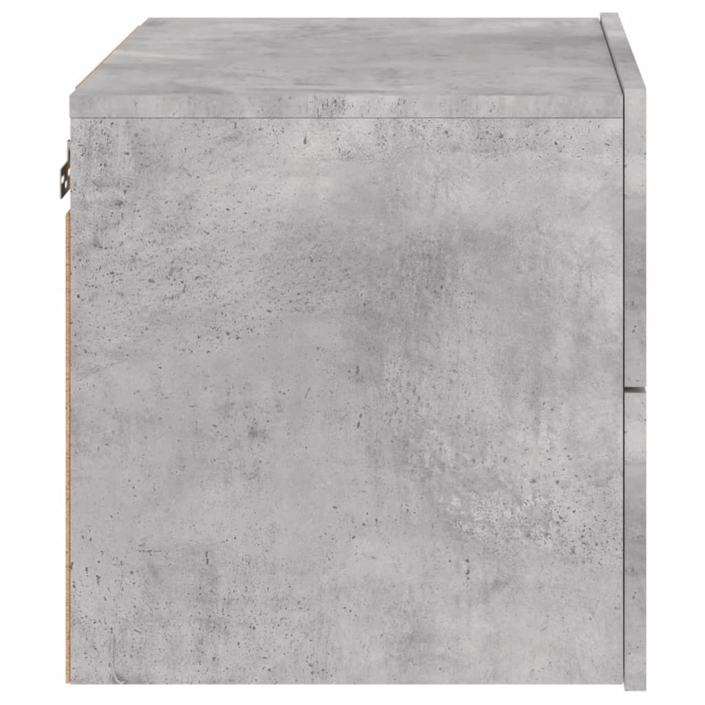 Concrete Grey Wall-Mounted Bedside Cabinet with LED Lights