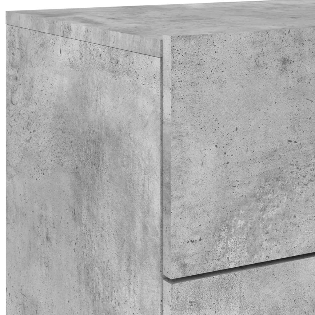 Concrete Grey Wall-Mounted Bedside Cabinet with LED Lights