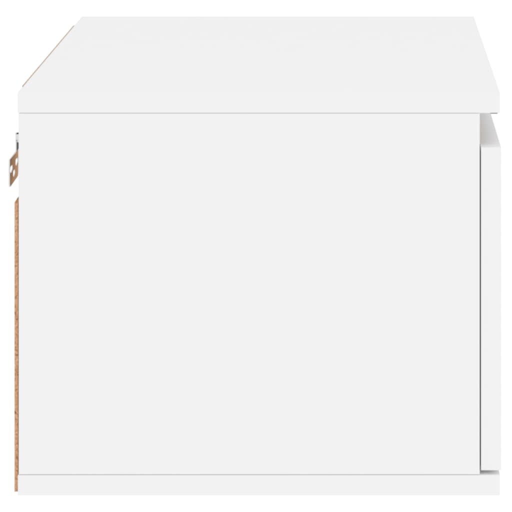 Sleek White Wall-Mounted Bedside Cabinet with LED Lights