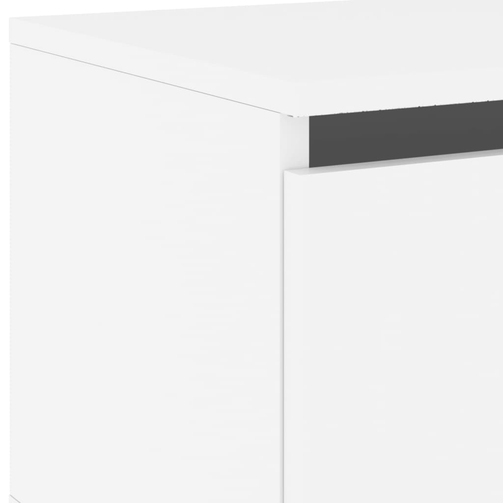 Sleek White Wall-Mounted Bedside Cabinet with LED Lights
