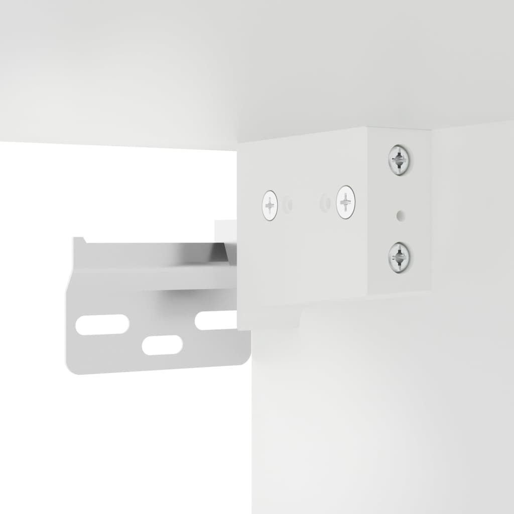 Sleek White Wall-Mounted Bedside Cabinet with LED Lights
